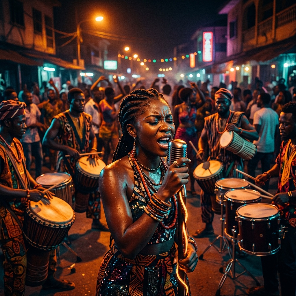 Afrobeats With Polyrhythmic Percussion, Log Drum Bass, Lagos