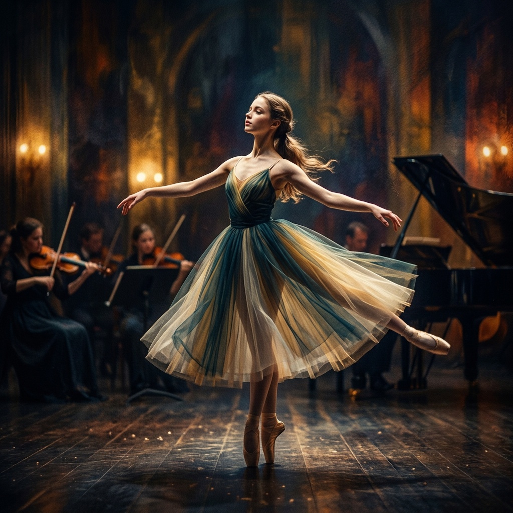 AI-generated cover for "ballet dance song with delicate piano, soft strings, and a g"