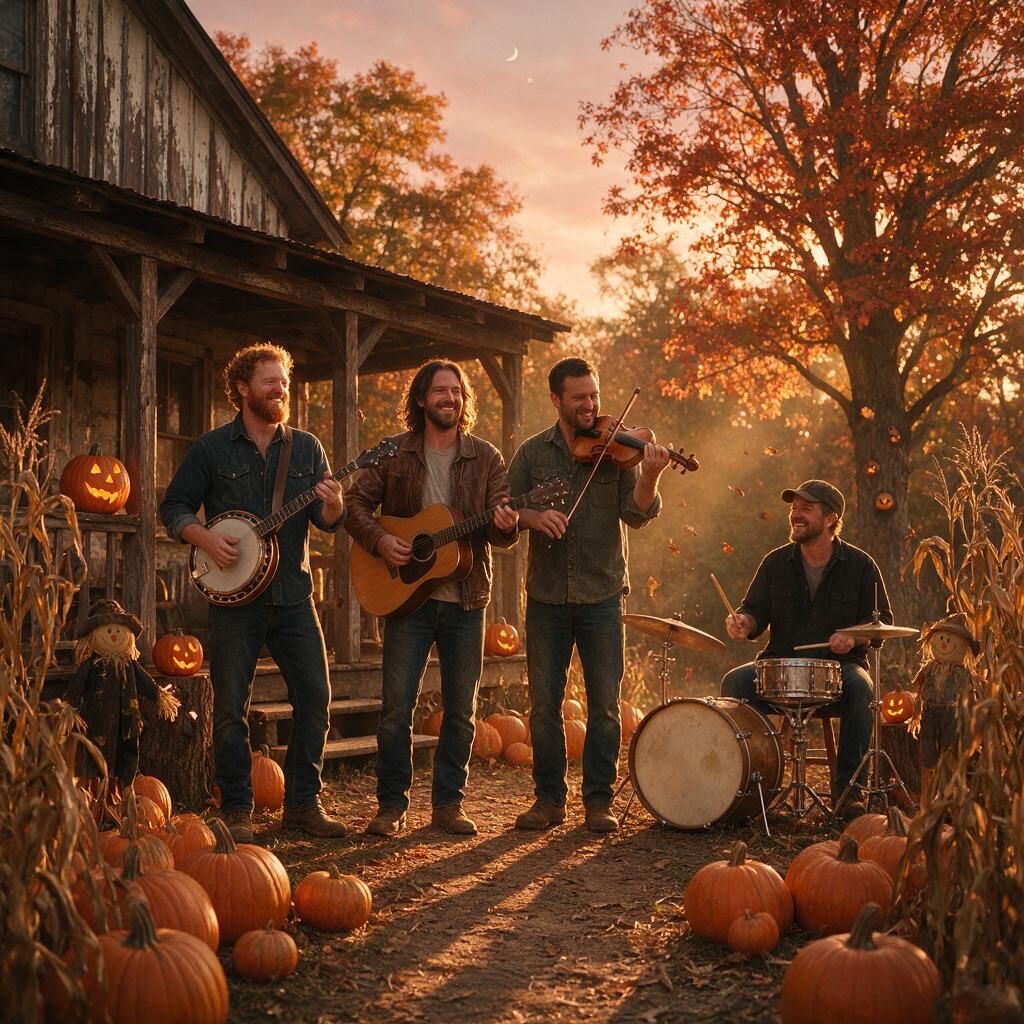 AI-generated cover for "Pumpkin Patch Road (Halloween Country Song)"