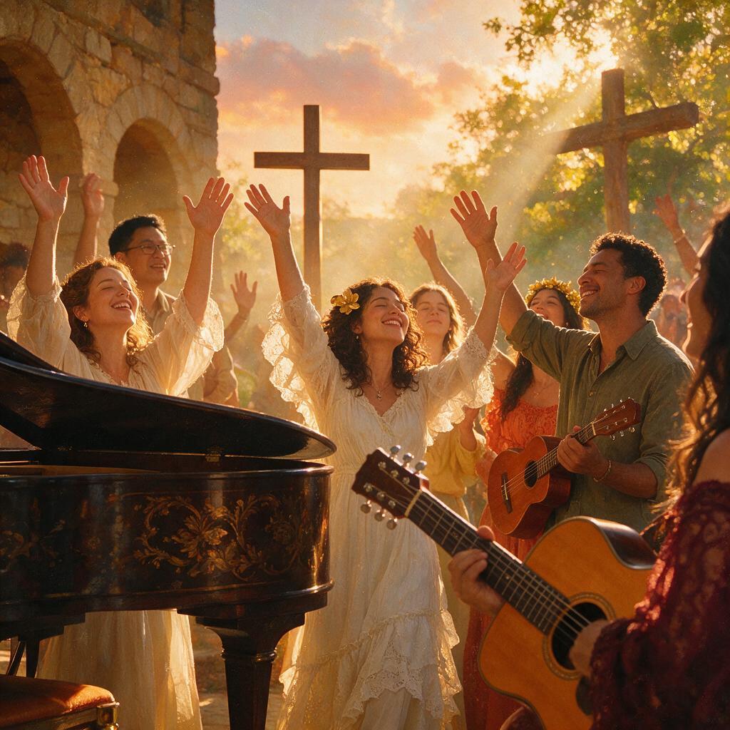 AI-generated cover for "Hands Lifted High (Sunday School Praise Song)"