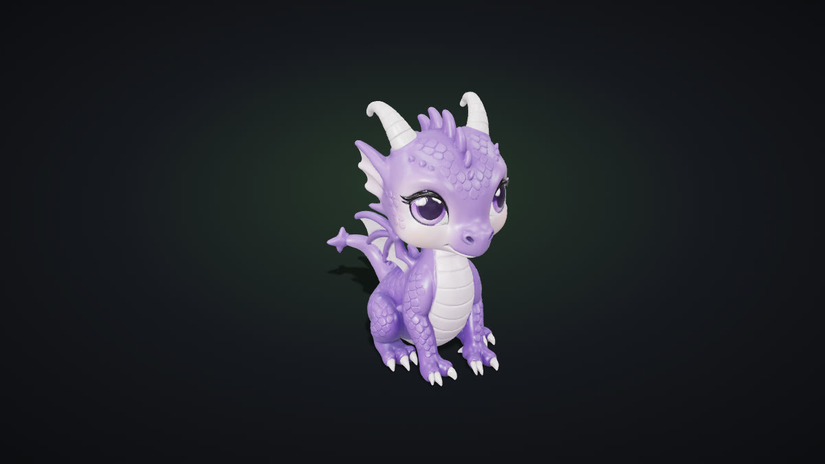 The same dragon picture rebuilt as a full AI-generated 3D model with sides and back