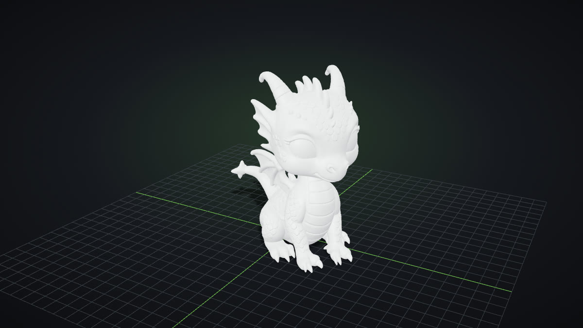 Untextured model on a print bed: the geometry an STL file carries