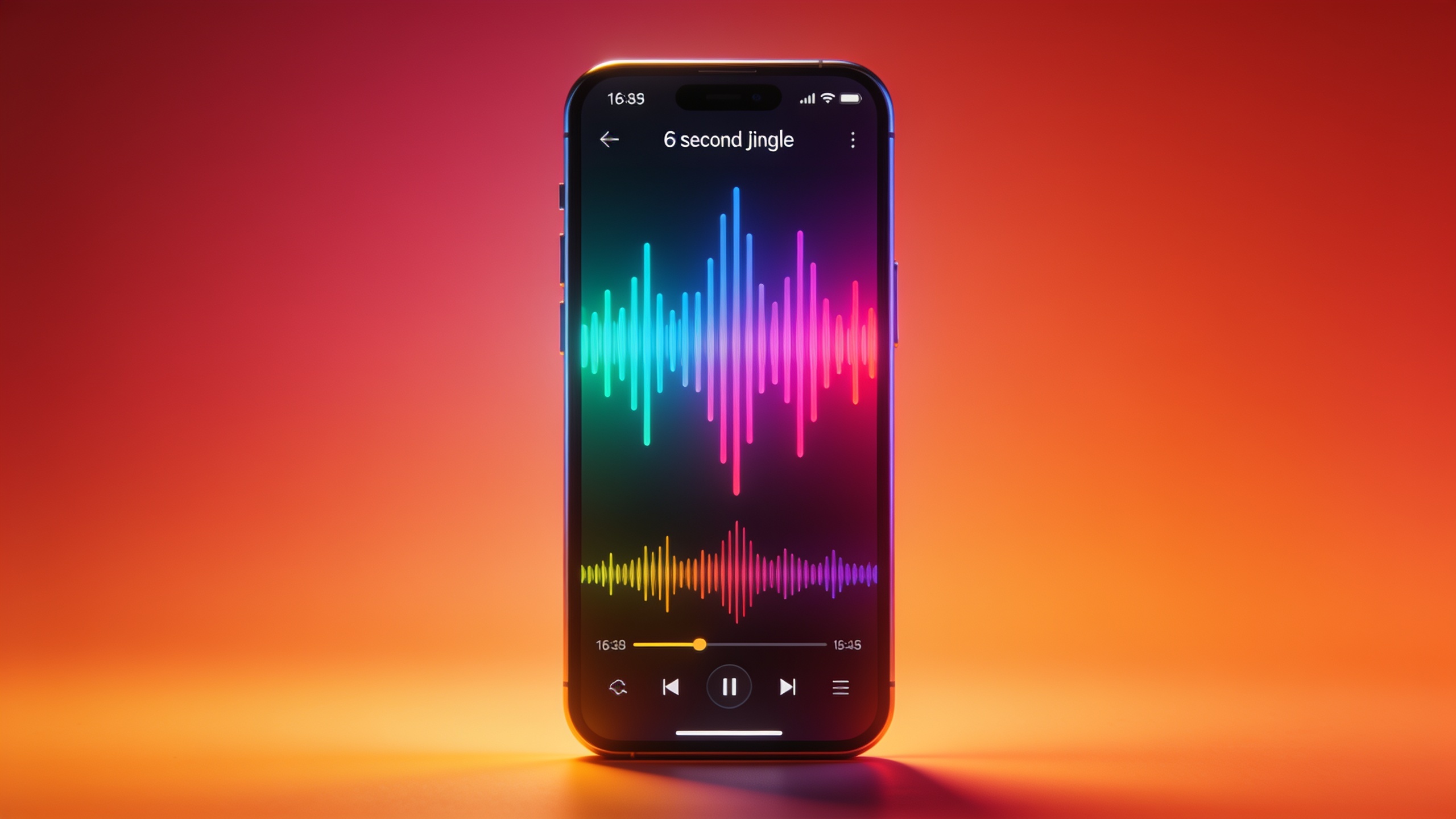 Smartphone playing a short jingle with visible waveform