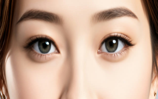 Clean, small portrait upscaled by Pro Upscaler: Grey eyes, new makeup, new skin tone