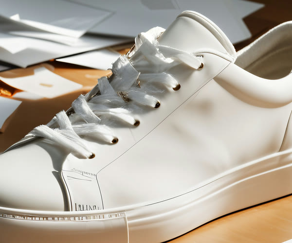 Product photo upscaled by Pro Upscaler: Laces shredded, invented label text