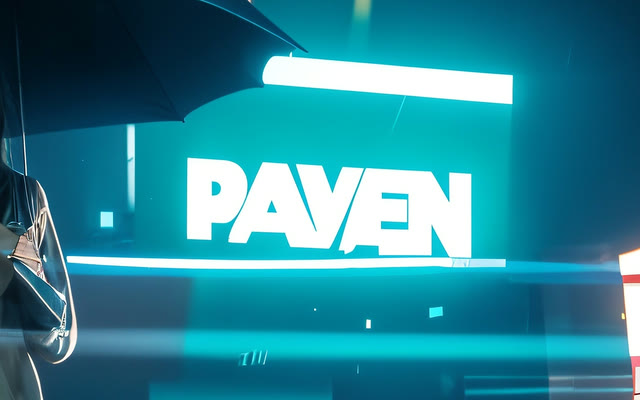 Text on a neon sign upscaled by Pro Upscaler: Rewritten as "PAVEN"