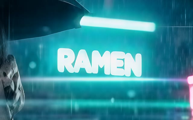 Text on a neon sign upscaled by Ultimate Image Upscaler: RAMEN, crisp edges