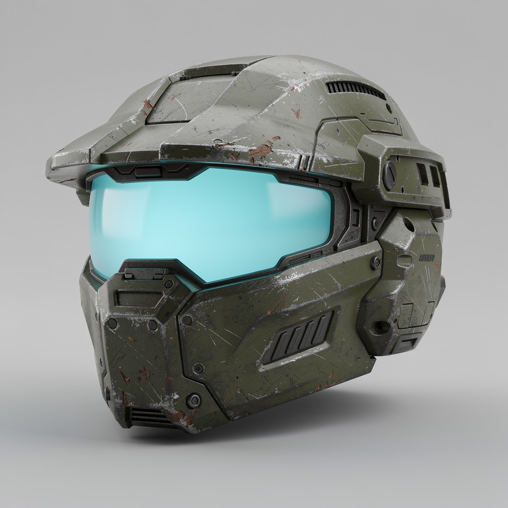 Sci-fi armored helmet: AI-generated 3D model