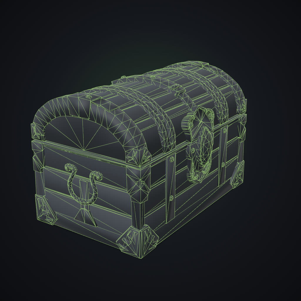 Treasure chest: wireframe showing 4,006 triangles
