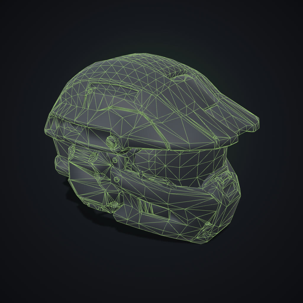 Sci-fi helmet: wireframe showing 4,699 triangles