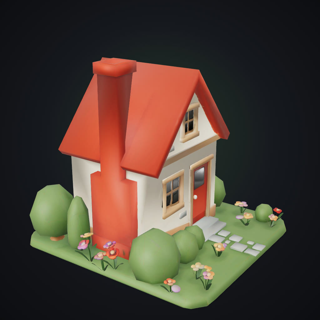 Cottage diorama: AI-generated 3D model
