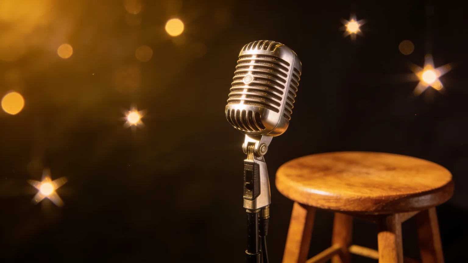 Microphone in warm golden light ready for a song in Hebrew, English, or both